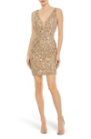 Mac Duggal Hand Beaded Body-con Cocktail Dress In Light Copper
