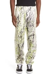 Aries No Problemo Spatter Print Cotton Joggers In White Multi