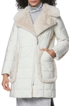 Andrew Marc Astor Quilted Faux Shearling Trim Coat In Birch