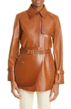 FENDI BELTED LEATHER TRENCH JACKET