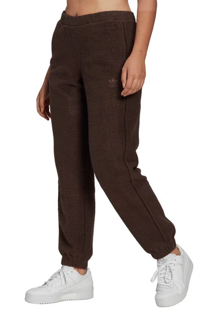Adidas Originals Lounge Fleece Sweatpants In Dark Brown