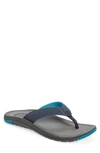 Olukai Awiki Flip Flop In Trench Blue / Pavement