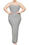 Skims Ribbed Long Slipdress In Heather Gray Foil