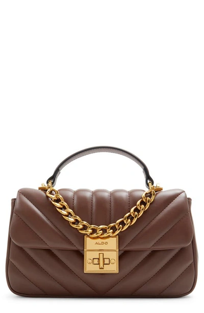 Aldo Hays Quilted Faux Leather Top Handle Bag In Brown