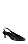 Paul Green Rio Slingback Pointed Toe Kitten Heel Pump In Black Leather