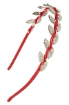Capelli New York Kids' Crystal Leaf Headband In Red Combo