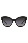 Prada 59mm Gradient Geometric Sunglasses In Black/purple Gradient