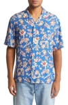 Rag & Bone Avery Floral Short Sleeve Button-up Camp Shirt In Bluflower