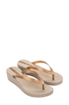 Ipanema Selfie Wedge Flip Flop In Beige/ Gold