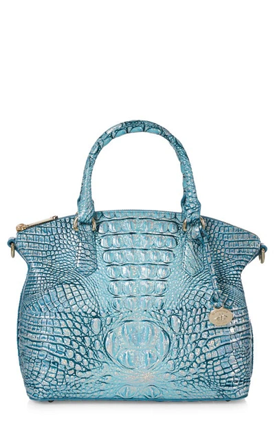 Brahmin Duxbury Croc Embossed Leather Satchel In Peacock