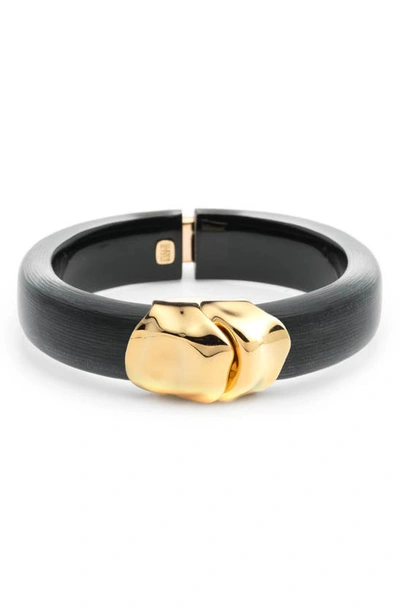 Alexis Bittar Molten Hinge Bracelet In Black/gold