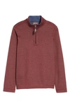 Johnston & Murphy Kids' Solid Reversible Quarter Zip Pullover In Berry/ Blue