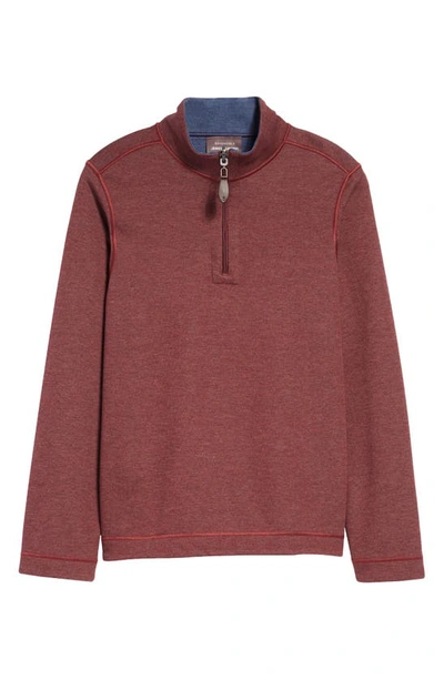 Johnston & Murphy Kids' Solid Reversible Quarter Zip Pullover In Berry/ Blue