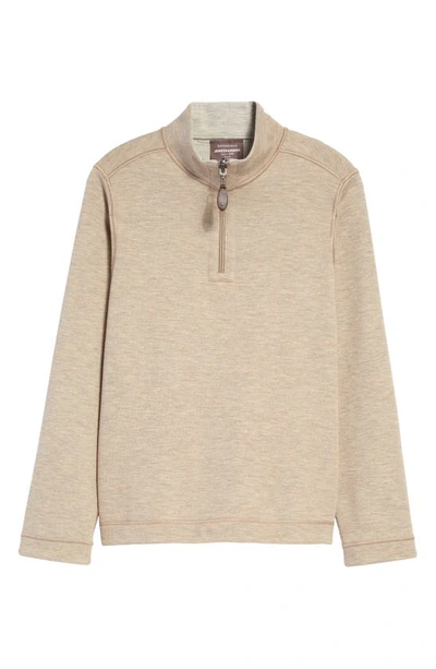 Johnston & Murphy Kids' Solid Reversible Quarter Zip Pullover In Oatmeal/ Light Gray