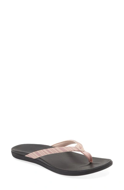 Olukai Ho Opio Flip Flop In Pink Clay / Stripe