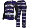 FOCO FOCO PURPLE BALTIMORE RAVENS HOLIDAY UGLY PAJAMA SET