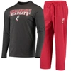 Concepts Sport Red/heathered Charcoal Cincinnati Bearcats Meter Long Sleeve T-shirt & Pants Sleep Se In Red