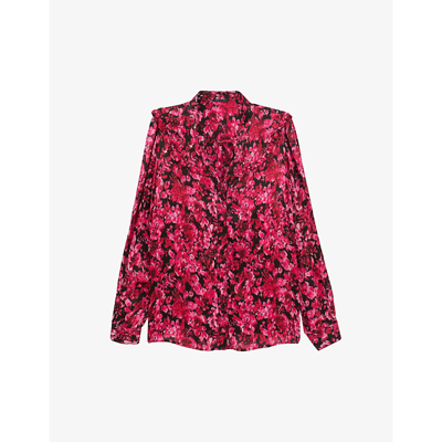 Ikks Floral-print Woven Blouse In Salmon Pink