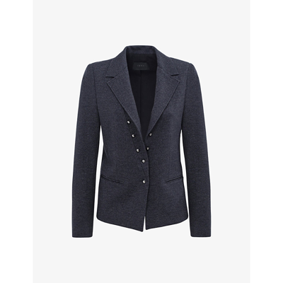 Ikks Double-breasted Stretch-woven Jacket In Navy Blue