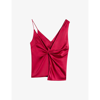 Ted Baker Angelya Asymmetric Twist Front Camisole Top In Deep Pink