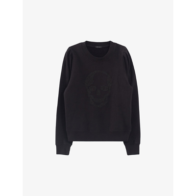 Ikks Embroidered Cotton-blend Sweatshirt In Black