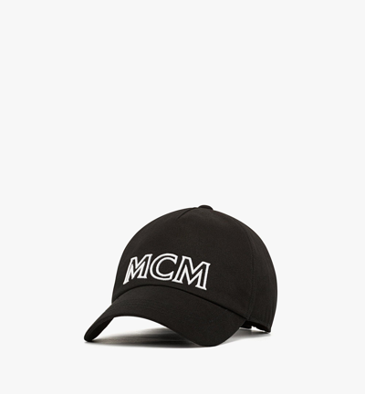 Mcm Essentials Logo Cap In Cotton Twill In Black