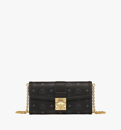 Mcm Tracy Chain Wallet In Visetos In Black