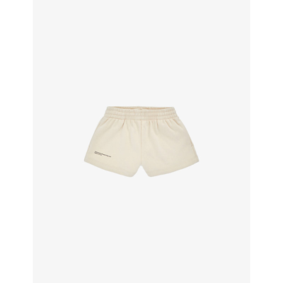 Pangaia Kids' Text-print Organic-cotton Shorts 5-6 Years In Sand