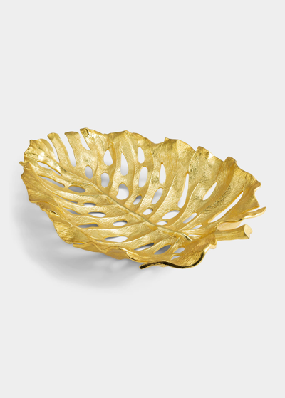 Michael Aram New Leaves Monstera Centerpiece In Gold
