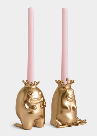 L'objet X Haas Brothers King And Queen Candlesticks (set Of 2) In Gold