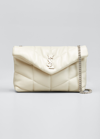 Saint Laurent Loulou Ysl Mini Quilted Crossbody Bag In White