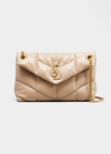 Saint Laurent Lou Puffer Small Ysl Shoulder Bag In Quilted Leather In Neutrals