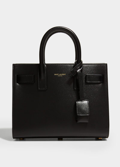 Saint Laurent Sac De Jour Nano Shiny Leather Satchel Bag In Nero