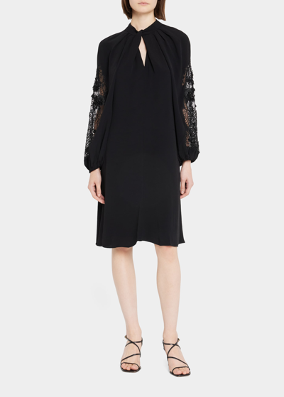 Kobi Halperin Annalise Cutout Lace-inset Shift Dress In Black