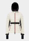 Moncler Bruche Belted Two-tone Quilted Down Ski Jacket In White