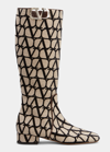 Valentino Toile Iconographe Vlogo Type Boots In Naturale Nero