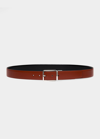 Santoni Men's Reversible Leather Dress Belt In Tan