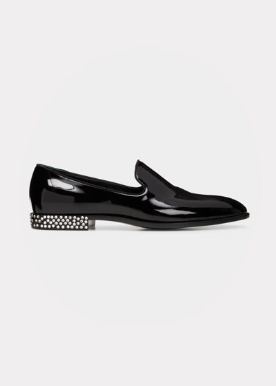 Giuseppe Zanotti Men's Flavio 20 Crystal-embellished Heel Loafers In Black