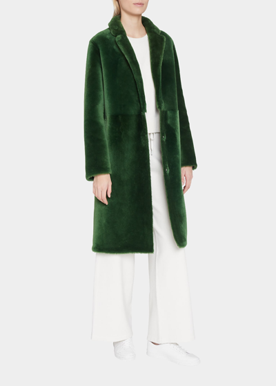 Yves Salomon Reversible Lamb Shearling Trench Coat In Prairie