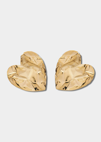 Oscar De La Renta Crushed Heart Earrings In Yg