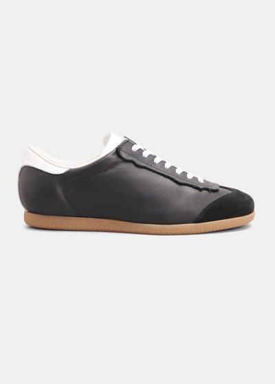 Maison Margiela Bicolor Mixed Leather Retro Sneakers In Nero