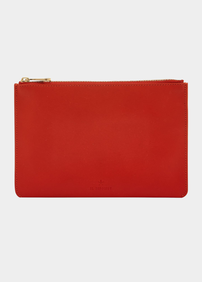 Il Bisonte Oliveta Zip Vacchetta Leather Card Case In Red