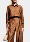 Max Mara Zuai Button-front Blouse In Tobacco