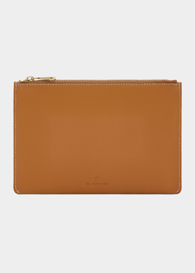 Il Bisonte Oliveta Zip Vacchetta Leather Card Case In Natural