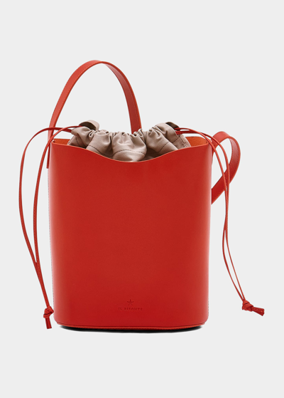 Il Bisonte Roseto Vacchetta Leather Bucket Bag In Red