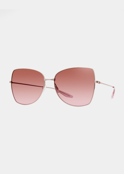 Barton Perreira Vilua Mixed-media Butterfly Sunglasses In Rose Gold Desert