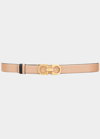 Ferragamo Gancini-buckle Reversible Leather Belt In Beige