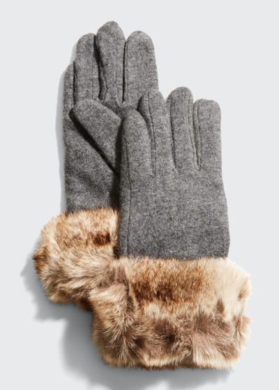 Pia Rossini Monroe Touch Screen Gloves W/ Faux-fur Cuffs In Charcoal Wolf