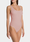 Wolford Beauty Ribbed Scoop-neck Bodysuit In Powder Pink