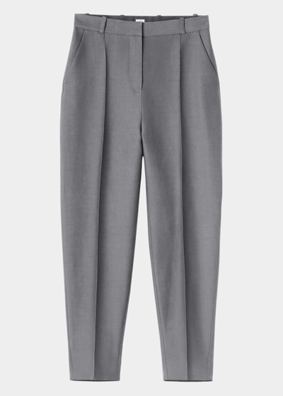 Totême Toteme Sewn Pleat Evening Trousers In Steel
